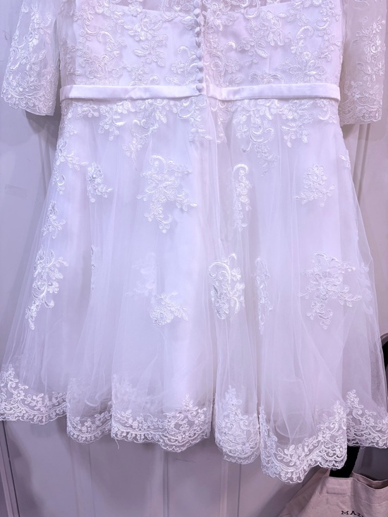 JJs House White Lace A-Line Wedding Dress with Illusion Sleeves - Picture 6 of 11